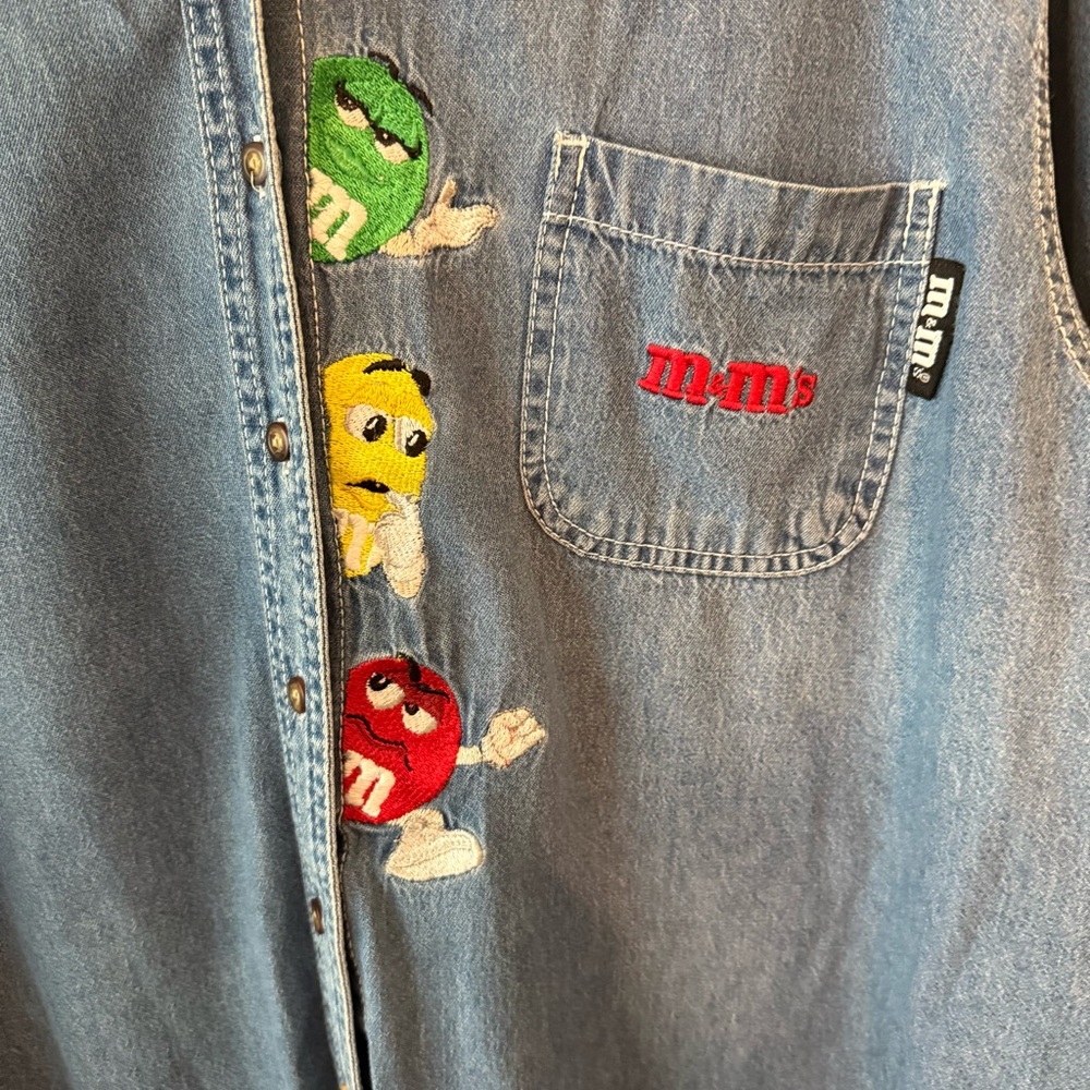 Vintage M&Ms Denim Button Down Shirt Women's - Picture 2 of 5